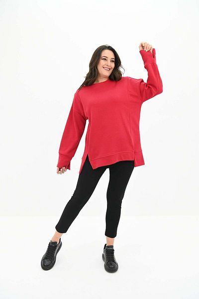 Bigsize Bluza dama marimi mari 1865-25 - Roșu, 2XL