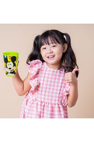 JollyMag Set of 3 Plastic Cups with Mickey Mouse Pattern, BPA-Free, 430 ML, Multicolor