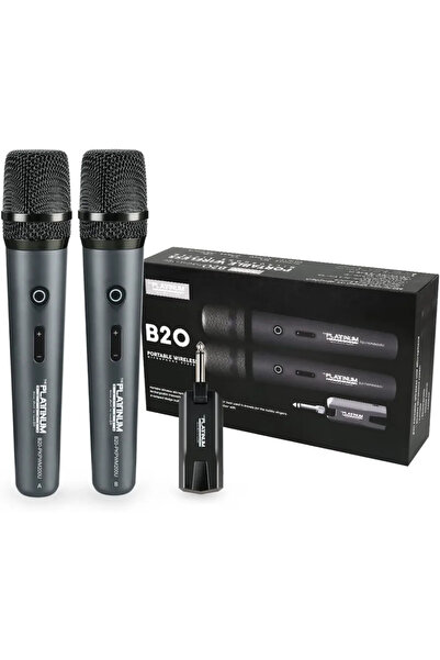 Platinum Karaoke B20 Rechargeable 2 Wireless Microphone System, High Vocal Quality, Rechargeable