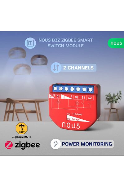 Nous Releu inteligent B3Z, 16A, ZigBee, 2 canal PM, Monitorizare energie