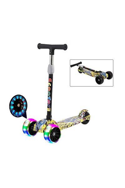 rexa Tri Flash Wheel Graffiti Foldable Kids Scooter – Adjustable, Stable, and Easy to Carry
