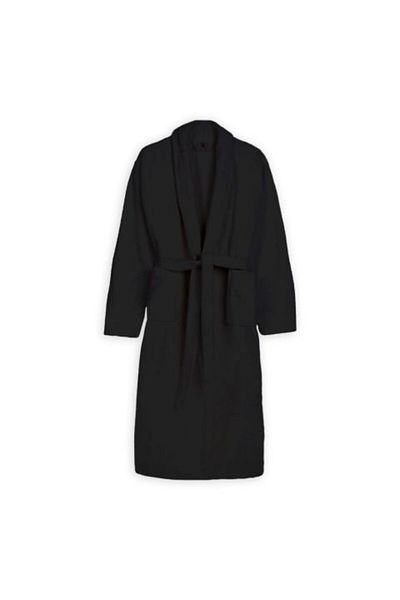 Ralex Halat de baie și SPA Hotel cu guler kimono din velur, 100% bumbac, unisex, XL/XXL, 420 g/m², negru
