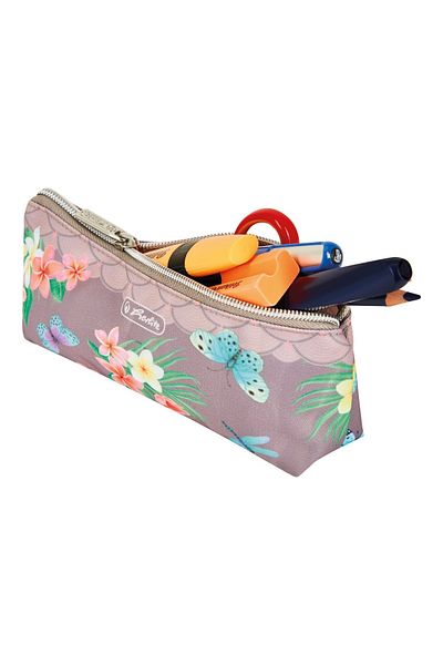 Herlitz Penar Etui, Culoare Multicoloră, Material Textil, 21,5 x 5 x 8,5 cm, Motiv Fluturi Ladylike