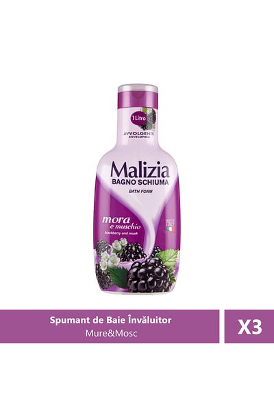 Malizia Spumant de baie cu Mure și Musk, 1000 ml X 3 Bucăți