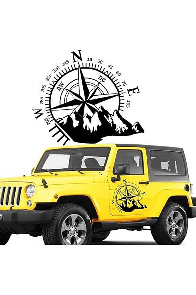 JollyMag Sticker autoadeziv pentru vehicule Off Road, model "Kompass", dimensiune 44 x 55 cm, culoare Neagra