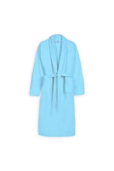 Ralex Halat de baie și SPA Kimono cu guler din velur 100% bumbac, Unisex L-XL, 420 grame/mp, Albastru