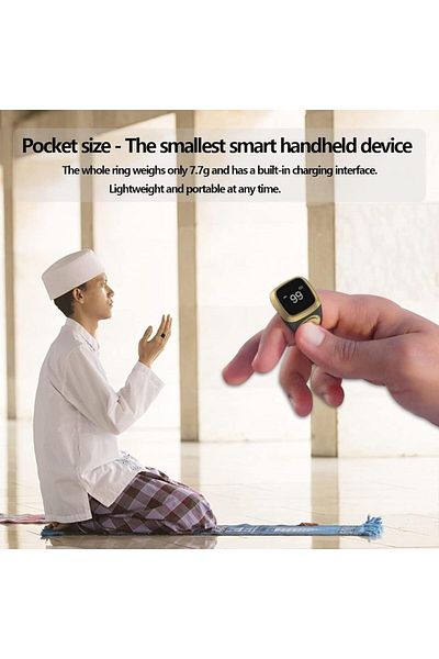 X LOT Smart Tasbih Zikr Ring, Muslim Prayer Tasbih Counter, Wearable Technology Ring, OLED Display(20MM)