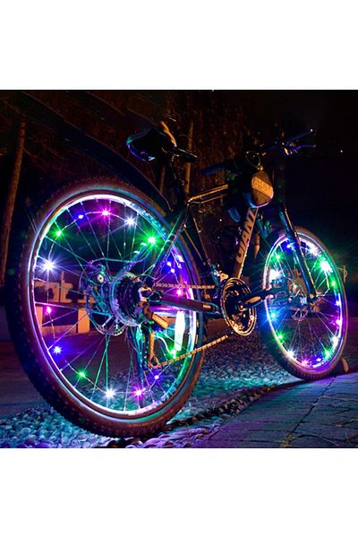 PROCART Lumini decorative pentru roți de bicicletă, 20 LED-uri colorate, 2 moduri de iluminare, cablu de 2 m