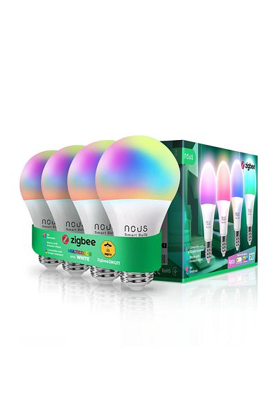 Nous Set 4 becuri LED RGB Smart P3Z ZigBee, E27, Control din aplicatie