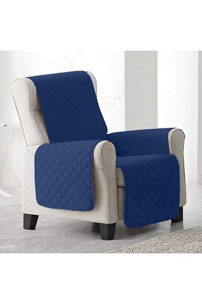 Ralex Husa fotoliu tip cuvertura matlasata 60 x 177 cm cu laterale, reversibila, Bleumarin