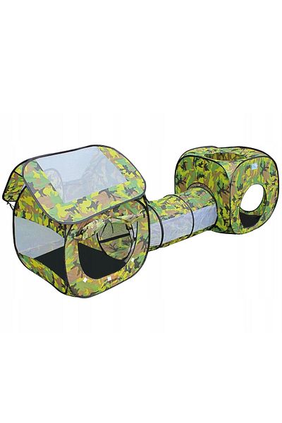SERSIMO Loc de joaca 3 in 1 pentru copii,multifunctional, casuta, tunel si cort, 230x70x85cm, camuflaj