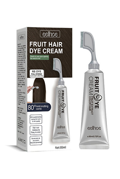 EELHOE Fruit Hair Dye Cream, Instantly Natural Fruit Hair Dye with Comb for All Hair Types 80ml Brown