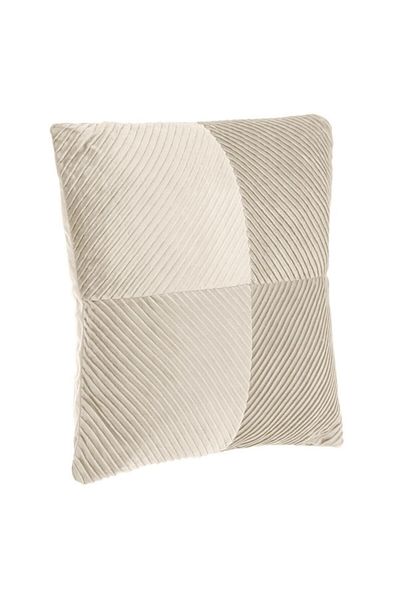 OEM Pernă decorativă de iarnă din catifea ecru cu dungi în relief, dimensiuni 45x45cm