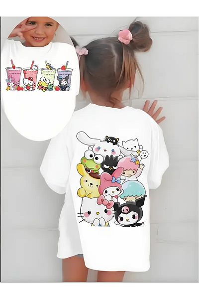 Touz Moda H Kity Friends Kids Design Unisex Oversize T-Shirt