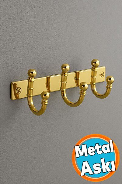 NZB Metal 3'lü Askı Birleşik Vestiyer Duvar Monteli Askı Dolap Askılığı Vidal...