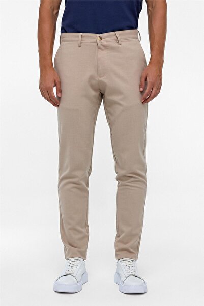 SÜVARİ Bej Slim Fit Desenli Kumaş Pantolon