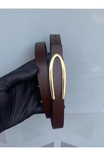 Kemerix %100 Hakiki deri tasarım tokalı acı kahve kadın kemer