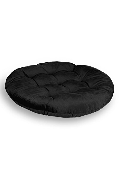 OEM Decorative Chair Cushion, Black Velvet, Round 40cm