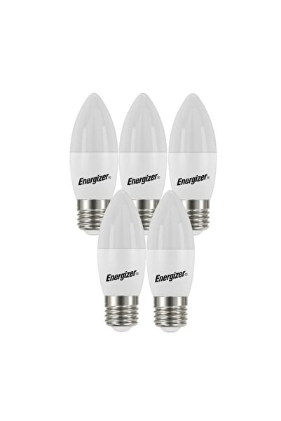 Energizer Set 5 becuri LED Candle Energizer, 4.9W, E27, 470 lumeni, 3000K, lumina calda, clasa energetica F