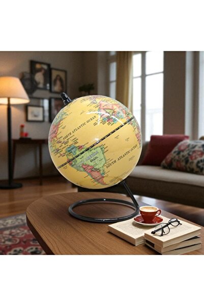 Kuzey Tacı Krom Ayaklı Renkli Dünya Küresi – Masaüstü Eğitim ve Dekoratif Küre Vip 2
