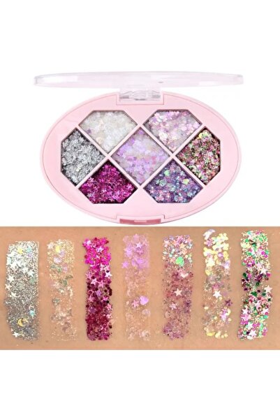 Flo Paleta cu Glitter pentru Copii, Make-up, 7 Nuante, Pentru Corp si Par, 50...