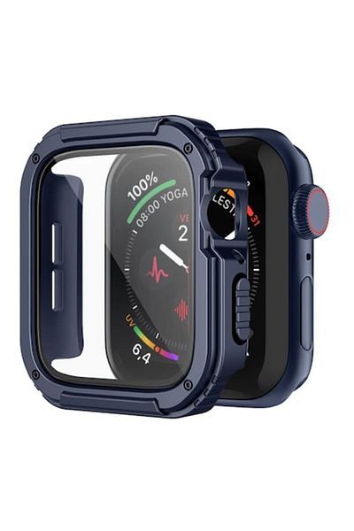 Flo Carcasă de înaltă protecție pentru Apple Watch 7/8/9 41mm + folie, F53, plastic dur, albastră
