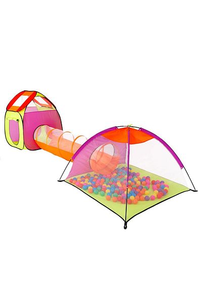 SERSIMO 3-in-1 playground for children, multifunctional, house, tunnel and tent, 385x120x115cm, multicolor