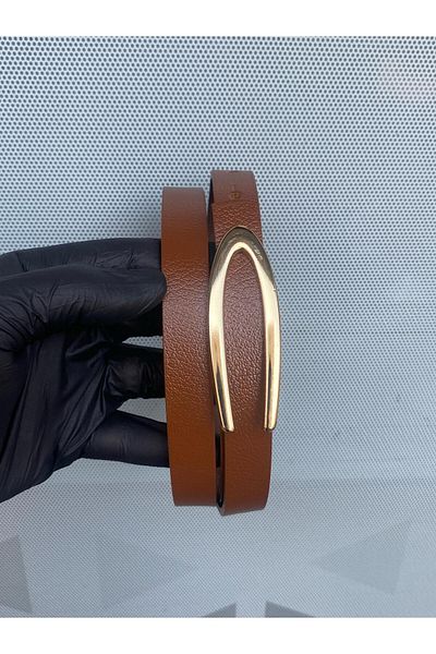 Kemerix 100% Genuine Leather Design Buckle Taba Women's Belt