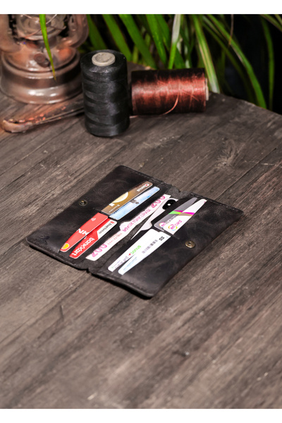 MODAVİBE Genuine Leather Long Wallet – Handmade Vintage Style