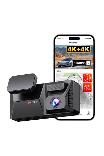 Red Tiger Red Tiger F77 4K+4K Dash Cam with Dual Voice Control and High-Speed Wi-Fi