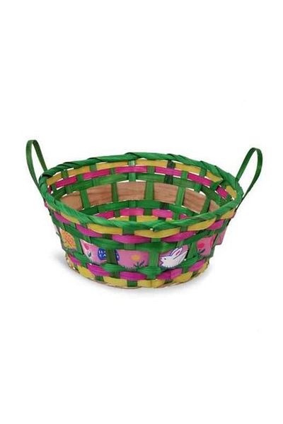 OEM Coș decorativ rotund din bambus cu ouă colorate