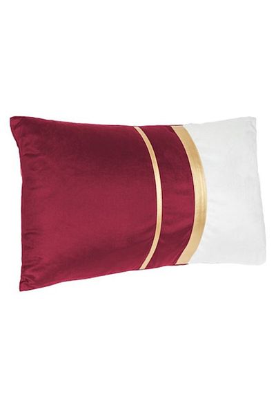 OEM Perna Decorativa Bordo Ecru Velvet cu Dungi Aurii
