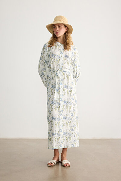 BE BLUE ΦΟΡΕΜΑ ΒΙΣΚΟΣ ΜΠΛΕ ΜΕ ΣΧΕΔΙΟ ΛΟΥΛΟΥΔΙΩΝ