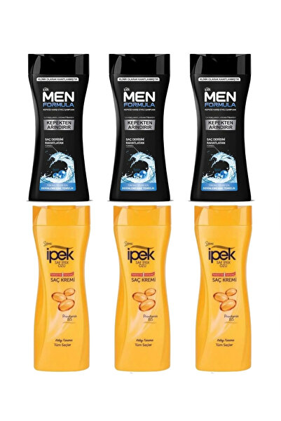 İpek Men Formula Kepeğe Karşı Etkili Şampuan - Normal Saçlar 3 adet & saç kremi 3 adet