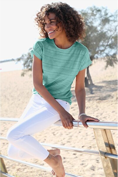 creation L Tricou de vară din bumbac 95% cu model ajurat