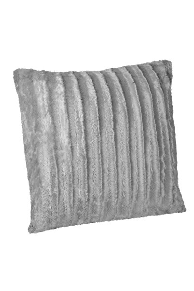 OEM Winter Decorative Pillow with Gray Striped Faux Fur