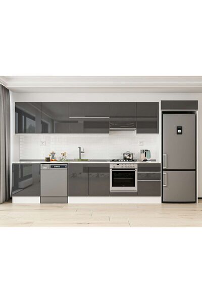 Alvinka 390X222 Cm High Gloss Mutfak Dolabı Mb-E80S60S50-1 High Gloss | Antra...