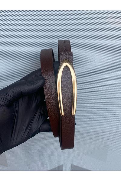 Kemerix 100% Genuine Leather Design Buckle Bitter Coffee Women's Belt