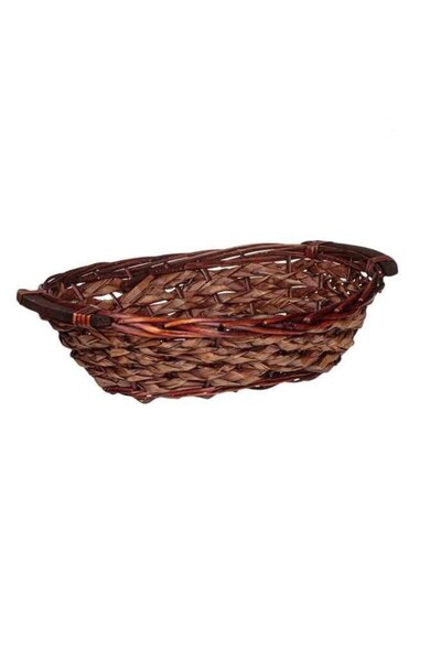 OEM Decorative Oval Bamboo Wooden Basket in Dark Color