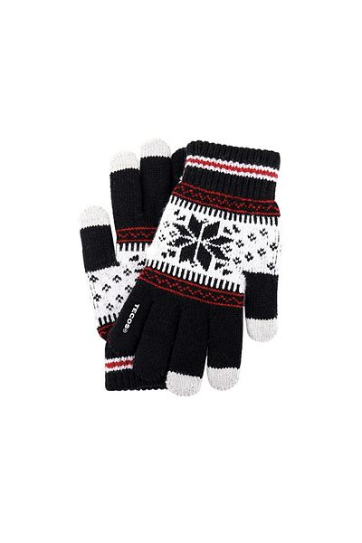 TECOS Winter touchscreen gloves for adults, Tecos®, universal size, black with Nordic pattern