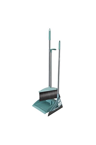 FEN Set broom, dustpan with handle, silicone broom, for domestic use, blue, 90x72x100 cm