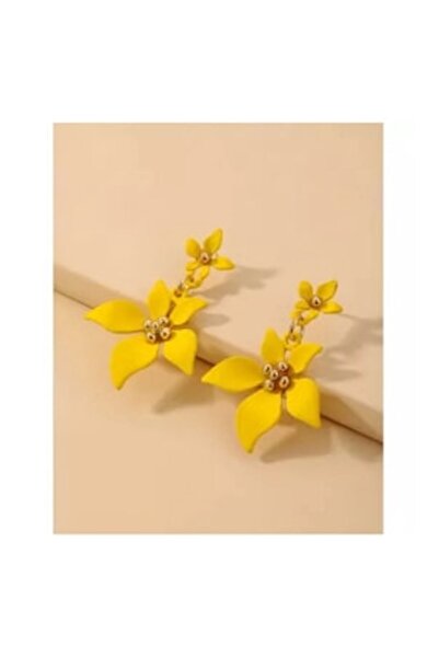 Inovius - Nude Flower-Shaped Earrings, Yellow