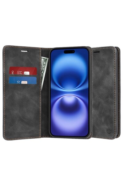 SOL Husa pentru iPhone 16, Confy Cover, Y48, Piele ecologica, Black