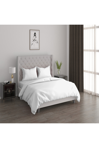 Cottage 3pcs cotton duvet cover 130*200cm - 200 thread count white