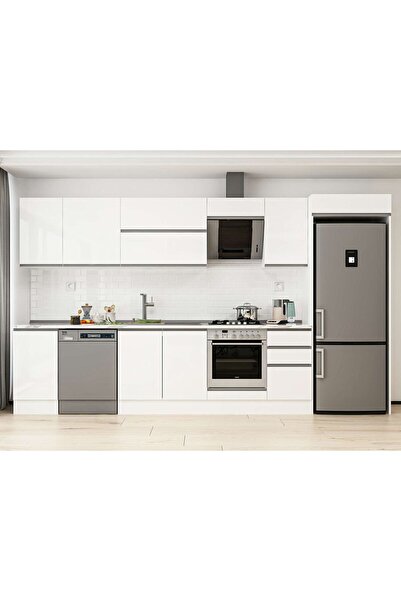 Alvinka 370X222 Cm High Gloss Mutfak Dolabı Mb-E80S45S45-2 High Gloss | Beyaz...