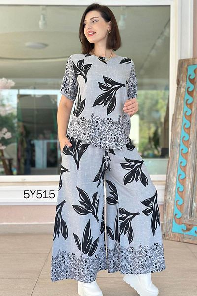 İnce Topuk Patterned Viscose Fabric Set of 2 5Y515