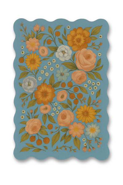 Rugs Modern Halı سجادة موسو زرقاء غير متماثلة على شكل زهور بنمط زهور منسوجة ب...