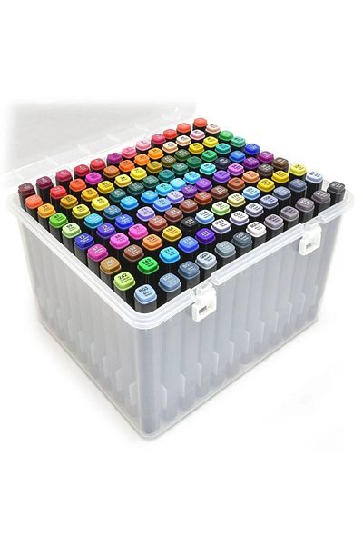 Flippy Set de 168 de markere, rabatabile, cutie de plastic inclusă, 2 vârfuri, multicolore