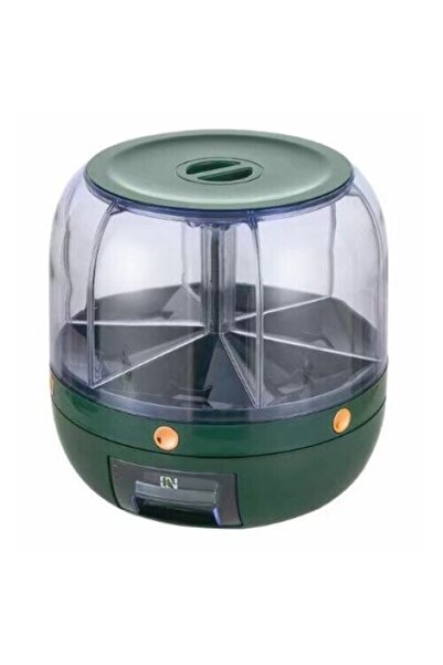 Flippy Rotating Cereal Dispenser, 360°, 6 Compartments, 3L, Dark Green