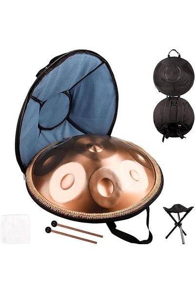 MegArya 22-Inch Professional Steel Tongue Drum Handpan in D Minor (9 Notes, 432Hz).-Gold